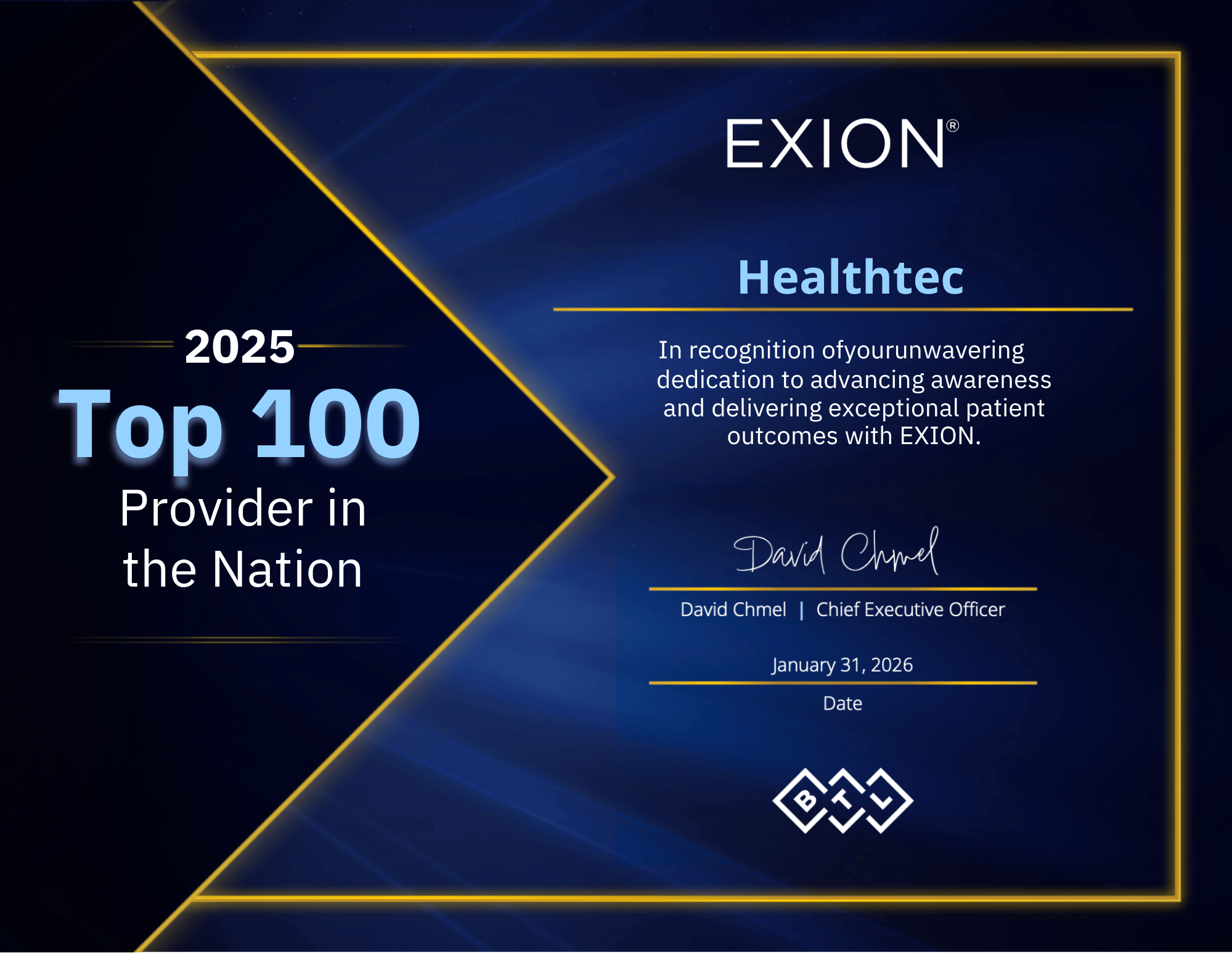 Healthtec listed as a 2025 top 100 provider for Exomind, a therapy for anxiety in Abilene.
